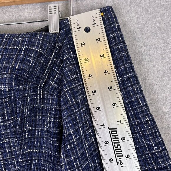 Zara Top Women's Small Blue Textured Tweed Off The Shoulder Flare Long Sleeve - Picture 4 of 10